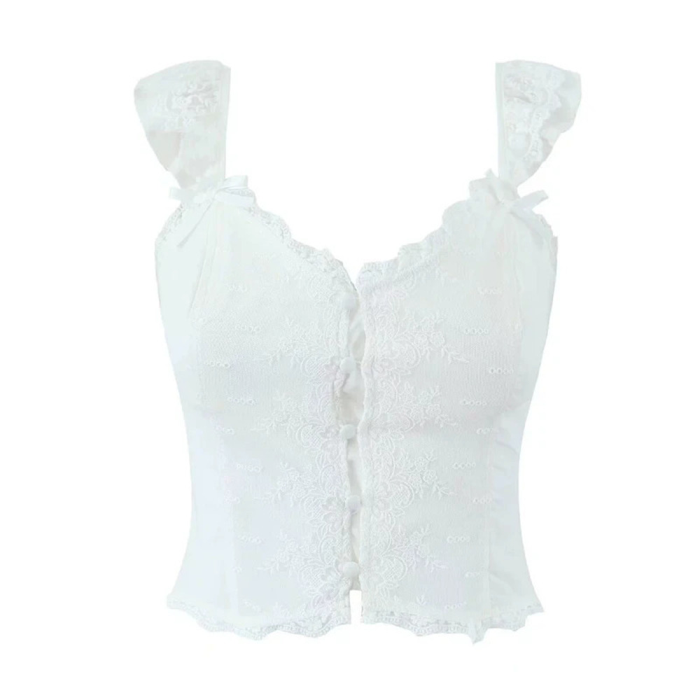Embroidered Mesh Patchwork Top - Picture 4 of 4